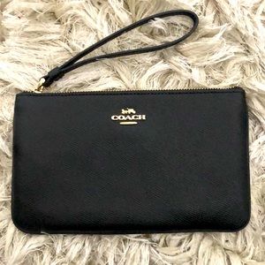 Coach black leather wristlet